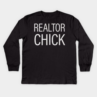 Realtor Chick / Retro Style Real Estate Typography Design Kids Long Sleeve T-Shirt